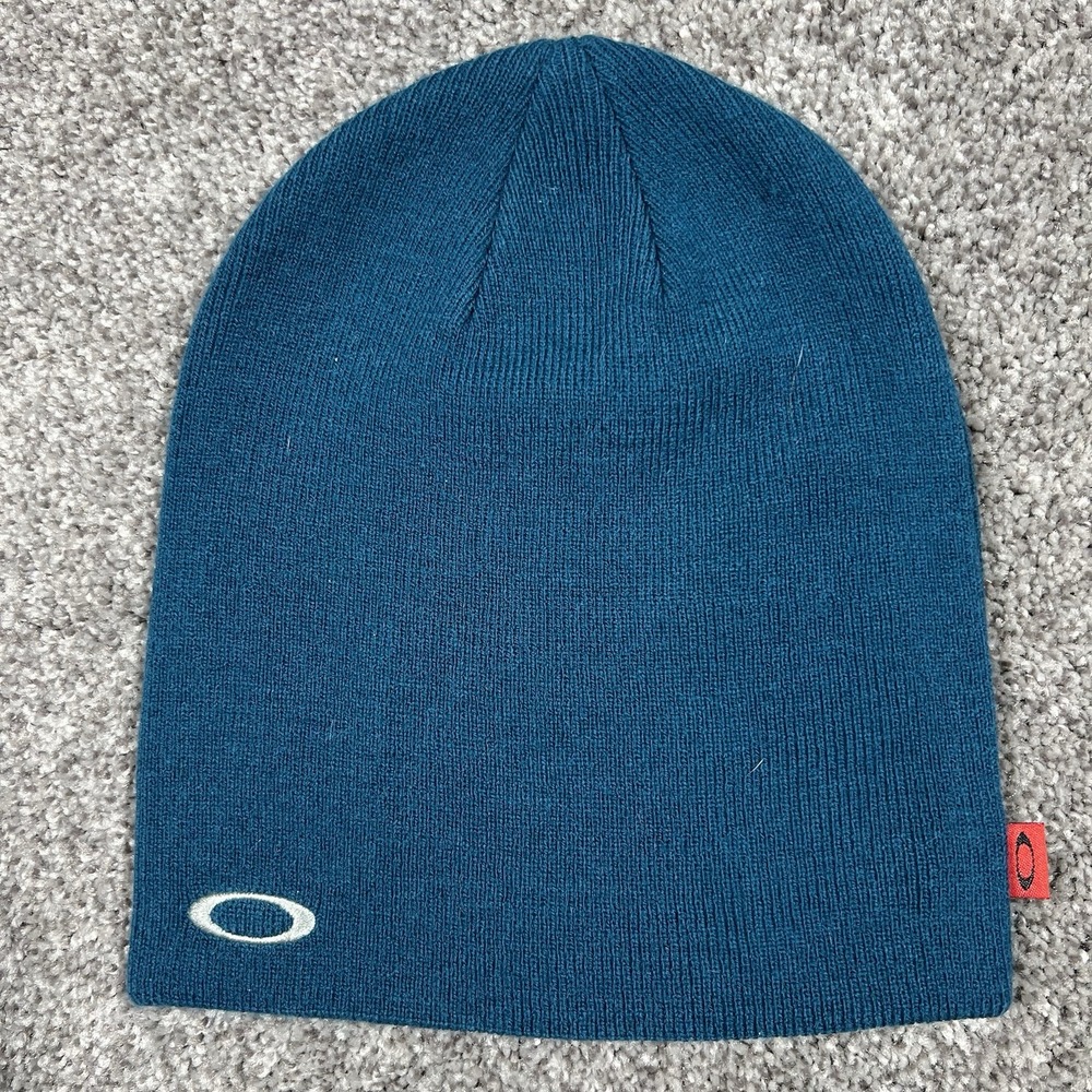 Vintage Oakley Beanie Ski Hat Aqua Blue Skull Cap Knit Software Y2K Gorpcore 90s
